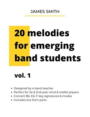 Book cover for 20 Melodies for Emerging Band Students, Volume 1