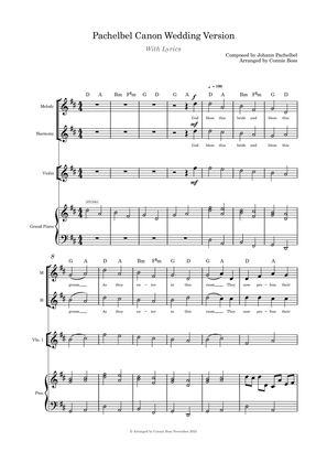 Pachelbel Canon Wedding Version duet violin and piano